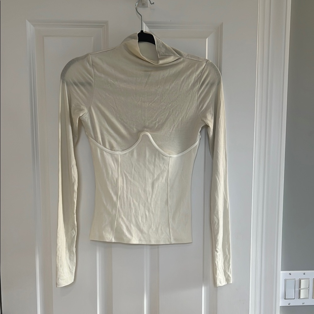 Elegant Cream Long Sleeve Women's Top